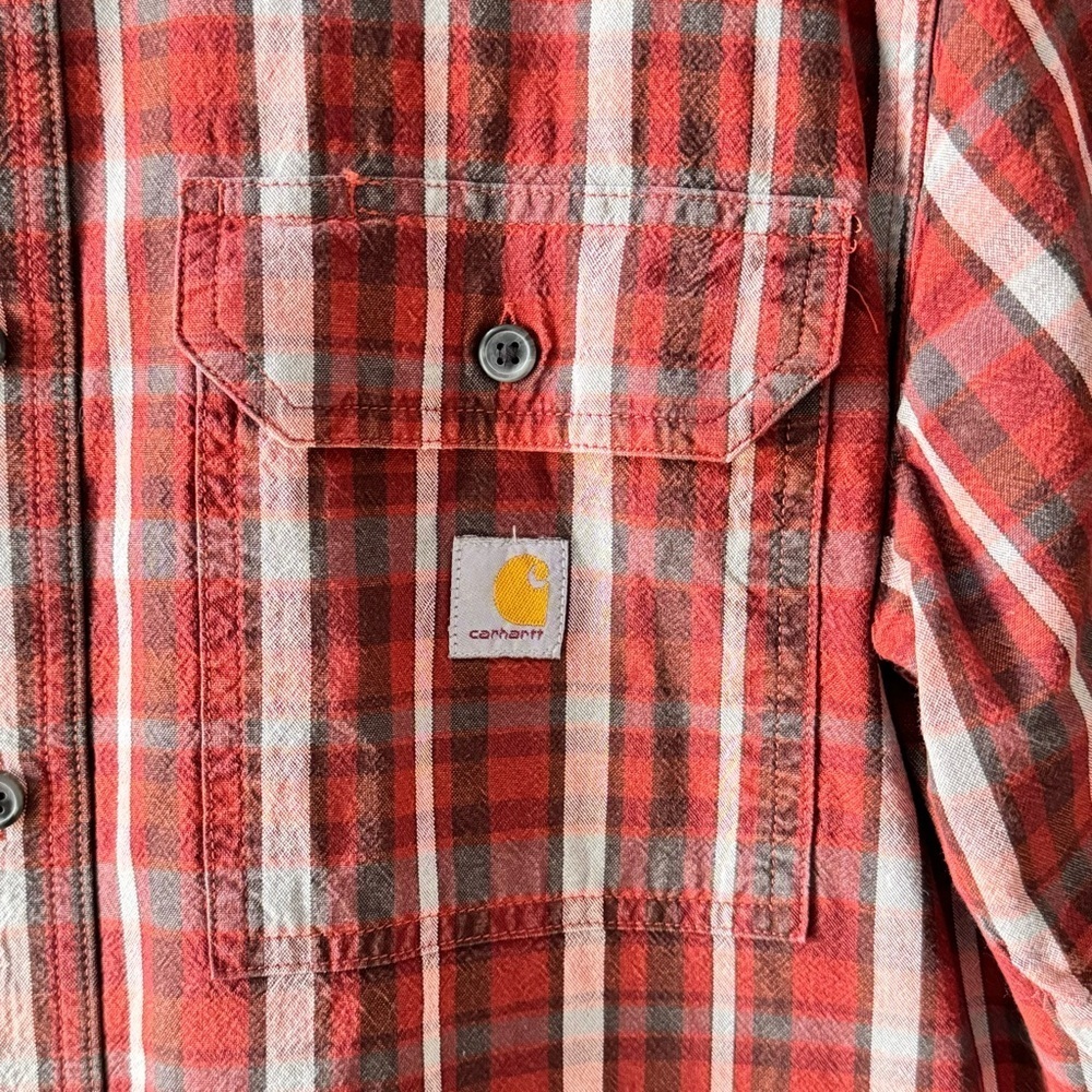 LOOSE FIT MIDWEIGHT SHORT-SLEEVE PLAID SHIRT Size M - Picture 8 of 8
